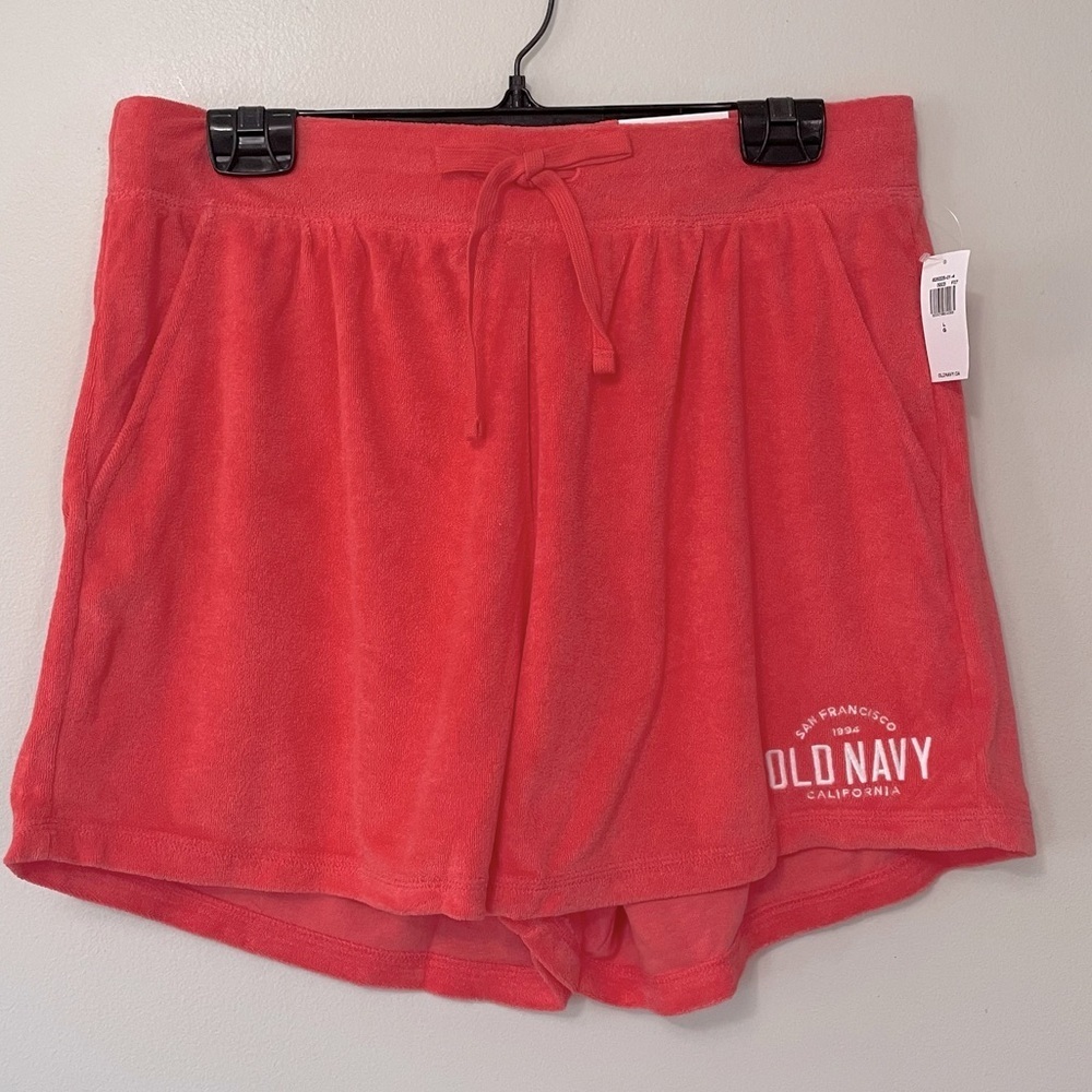 New Old Navy Coral French Terry Pull On Shorts Size Large bin 2Q